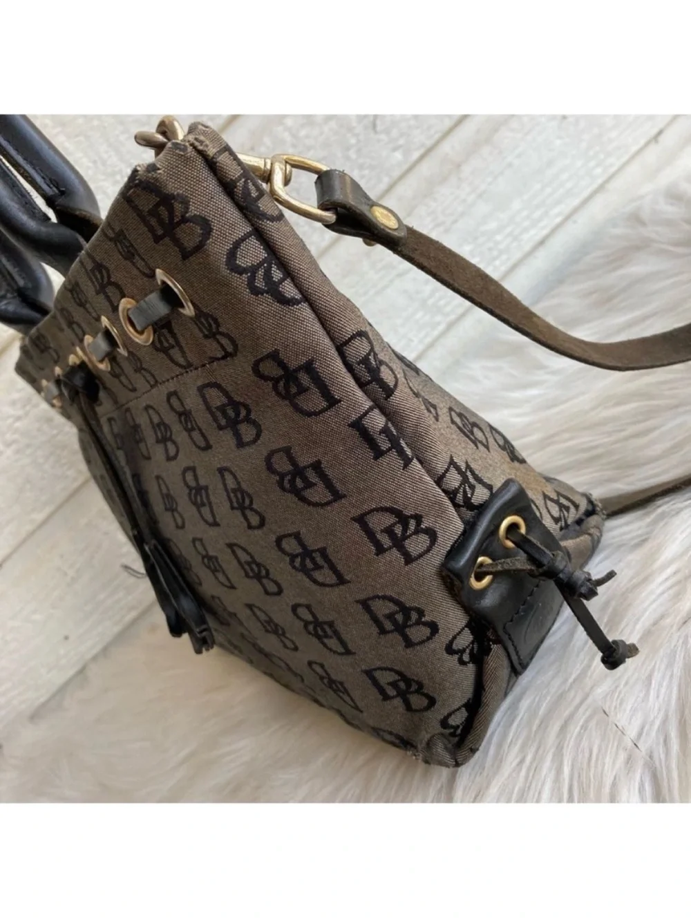 DOONEY & BOURKE Signature Y2K Monogram tote Satchel Black Grey
